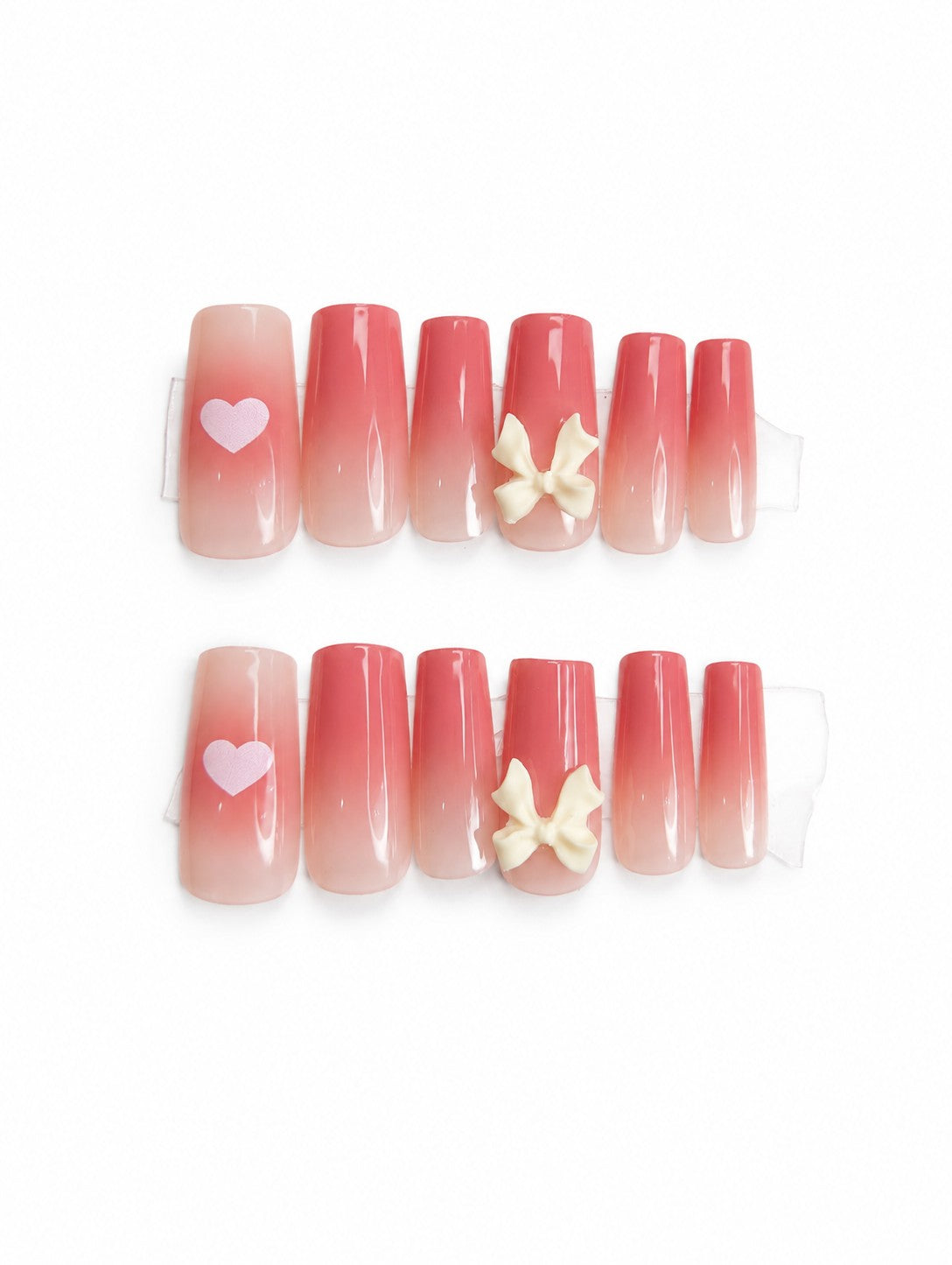 Coral Ombre Bow Heart