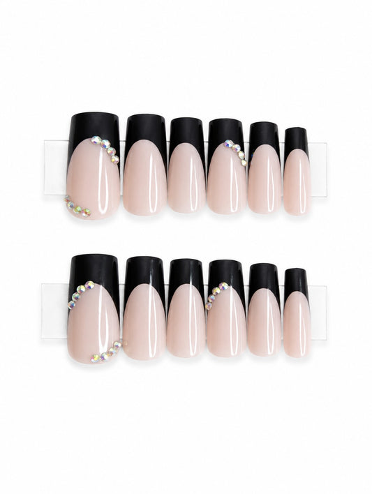 Nude Black French Rhinestone