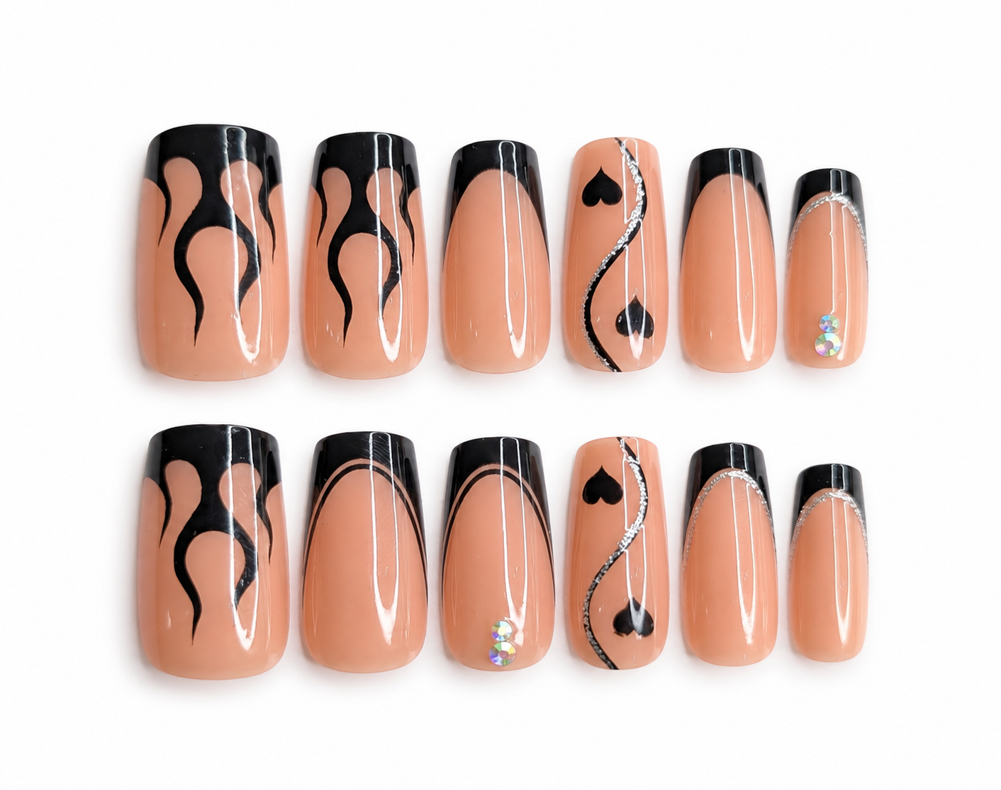 Peach Black Flame Heart