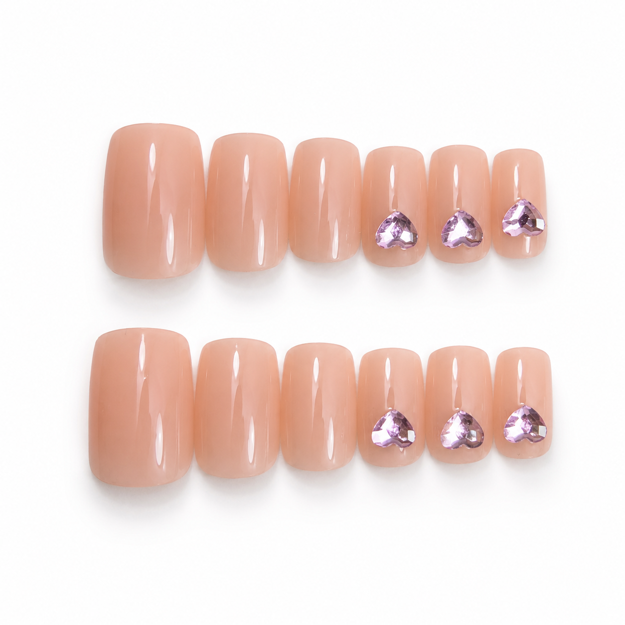 Nude Pink Heart Gem Square