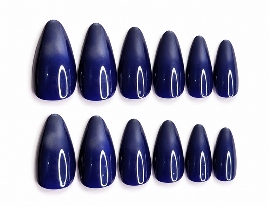 Navy Blue Glossy Almond