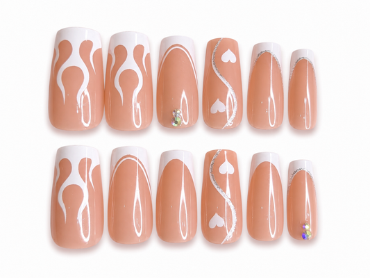 Nude White Flame Heart Coffin