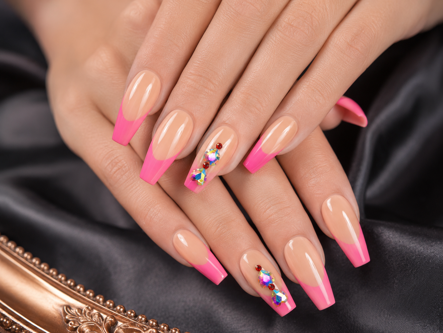 Hot Pink French Gem Coffin