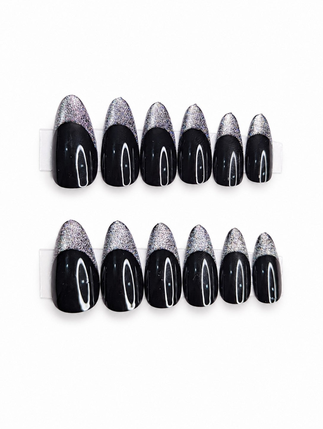Black Holographic Glitter Tip