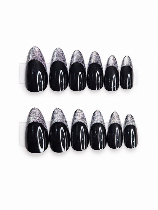 Black Holographic Glitter Tip