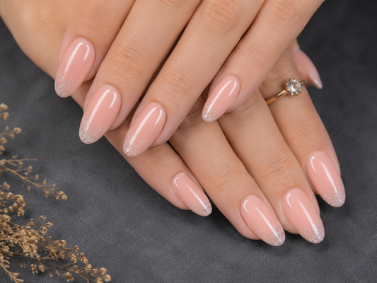 Peach Silver Glitter Tip