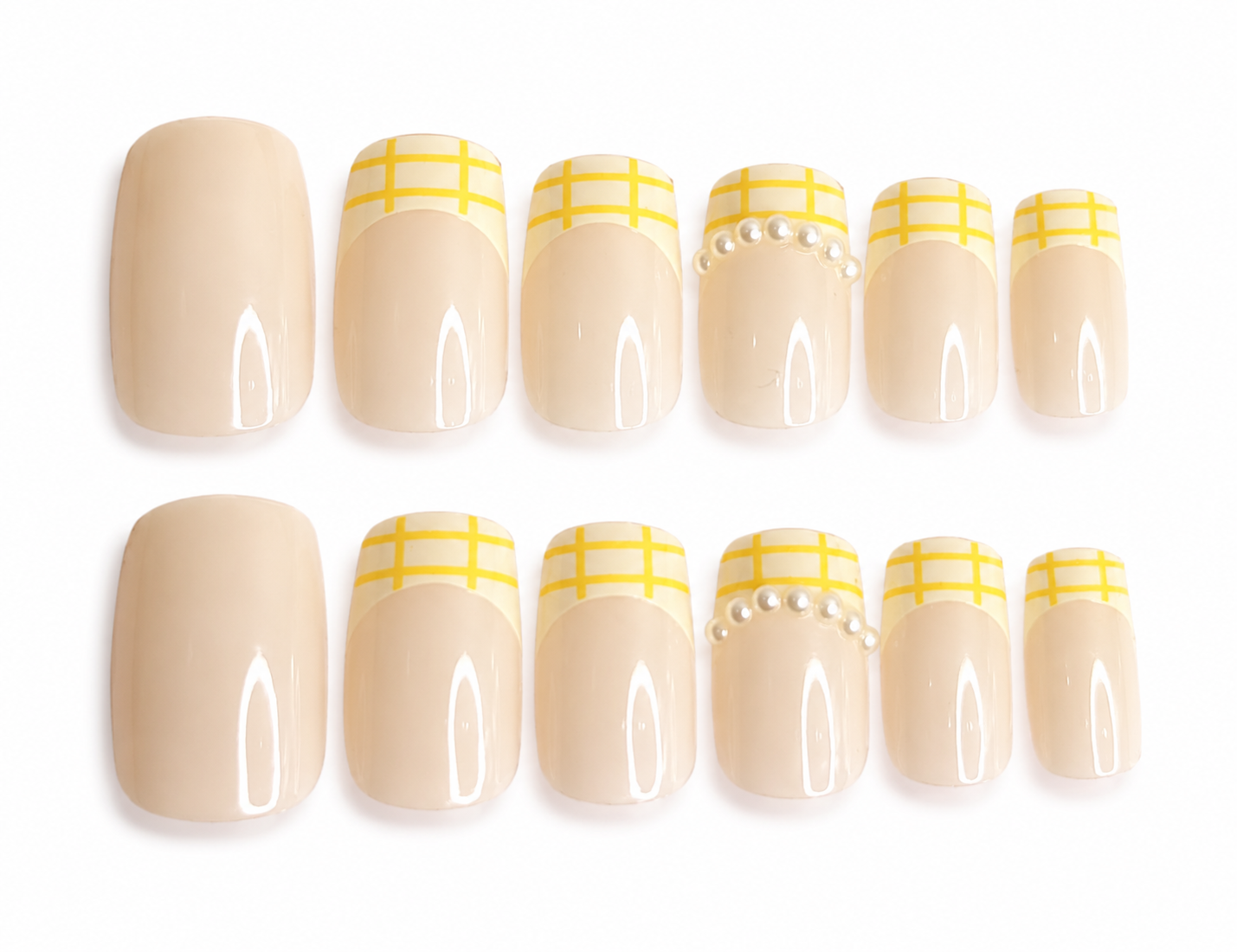 Nude Yellow Plaid Pearl