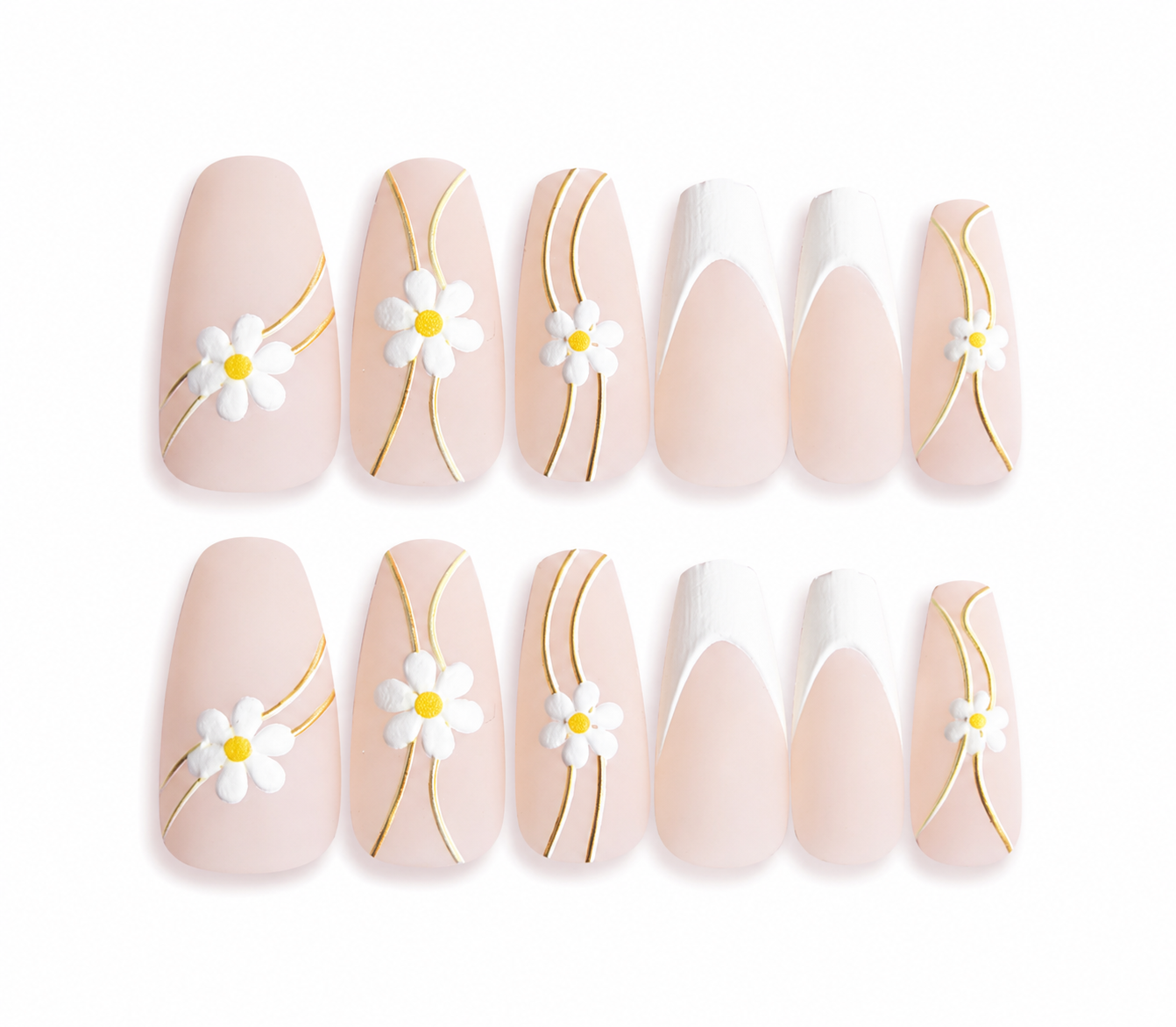 Matte Nude Daisy Gold Line