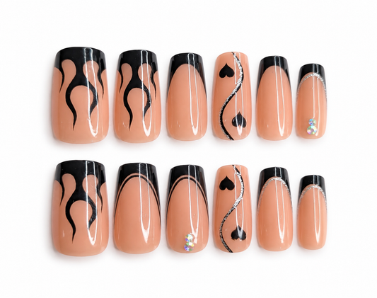 Peach Black Flame Heart