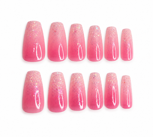 Hot Pink Glitter Ombre Coffin