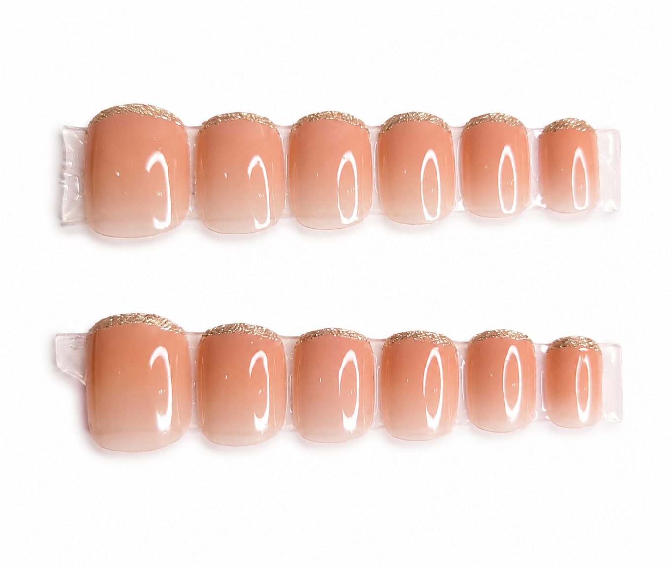 Peach Gold Glitter French