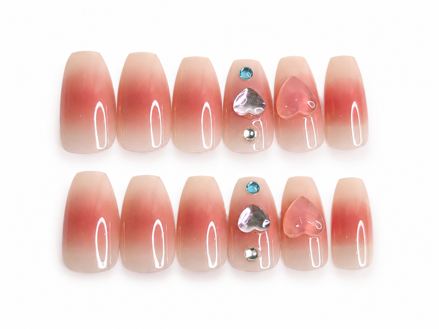 Peach Ombre Heart Charm Coffin