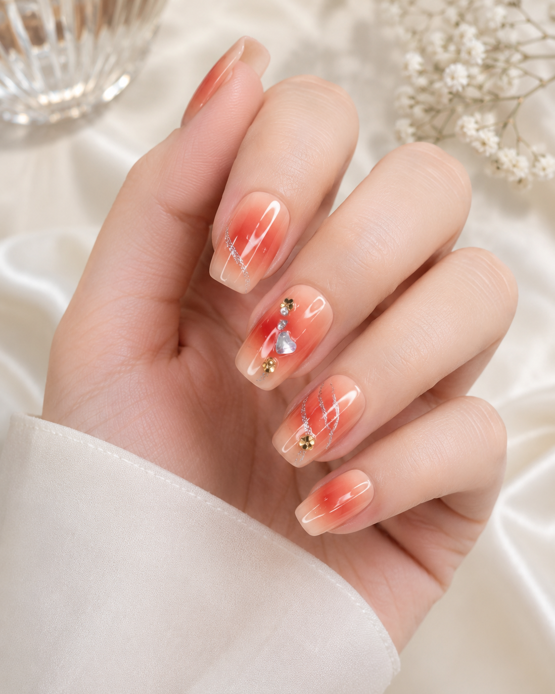 Orange Ombre Rhinestone
