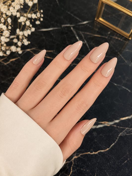 Caramel Tan Glossy Almond