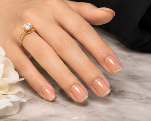 Peach Gold Glitter French