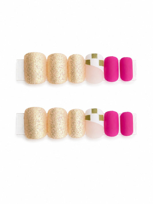 Gold Glitter Pink Checker Mix