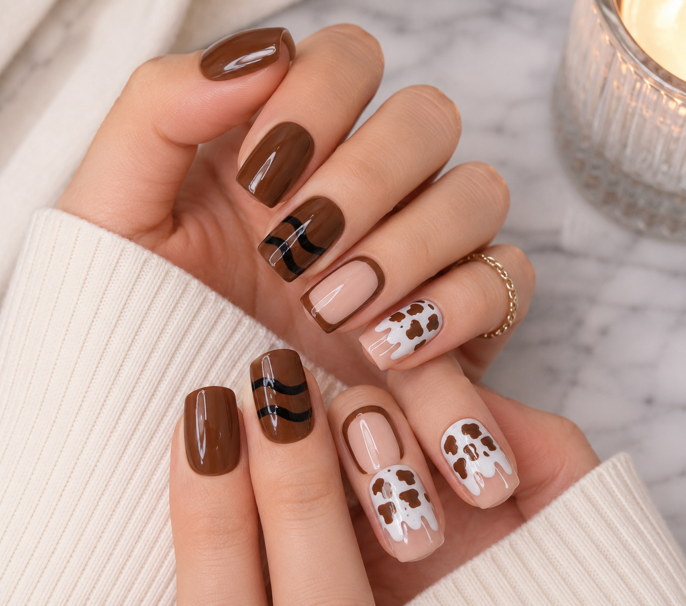 Chocolate Cow Print Drip